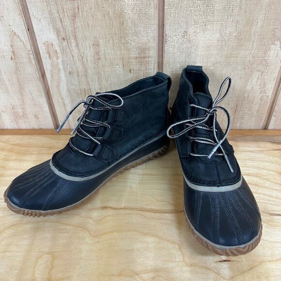 Sorel Out N About Plus Waterproof Boots W 9.5 Black Suede Waterproof Winter Mid - Picture 2 of 8